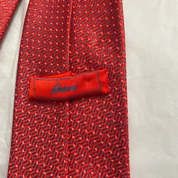 Brioni Italy Red & Blue Silk Tie 3 wide X 60 long